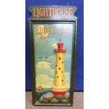 A Hand Painted Depiction of Eddystone Lighthouse, approx 34 x 75 cms