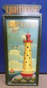 A Hand Painted Depiction of Eddystone Lighthouse, approx 34 x 75 cms