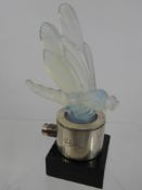 A Dragonfly Bonnet Ornament by Sabino, Paris, 1930's, of opalescent glass, moulded Sabino Paris,