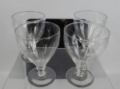 A Set of Four Georgian Plain Glass Wine Goblets, with knop to stem. (4)
