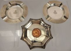 A Pair of Silver Royal Ashdown Forest Golf Club Ashtrays, Birmingham hallmark, mm Mappin & Webb