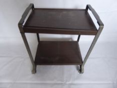 A Circa 1950's Retro Two-Tier Tea Trolley, aluminium frame on four chrome castors, approx 51 x 34