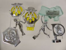 Vintage Enamel Car Association Badges, including AA 7A48002, New Zealand Automobile Club badge 0365,