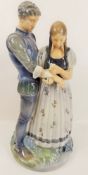 A Generously Proportioned Royal Copenhagen Porcelain Figural Group, entitled 'Knight with Maiden',