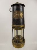 A Brass E. Thomas & Williams Ltd Antique Aberdare Miner's Lamp, approx 24 cms