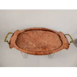 An Art Nouveau Beldray Hammered Copper and Brass Oval Twin Handled Tray, approx 46 cms