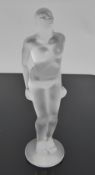 A Lalique Frosted-Glass 'Feminine Nude' Bonnet Ornament, approx 20 cms.