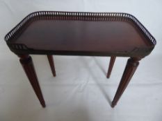 A Small Mahogany Regency Style Occasional Table, with brass-galleried top, approx 30 x 46 x 41 cms.