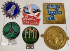 Automobile Vintage Enamel Motoring Car Club Badges, including Butlins Car Club, Motor Cycling