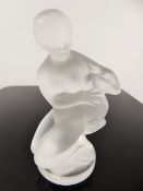 A Lalique Frosted-Glass Figurine, entitled 'Leda and the Swan', approx 12 cms.