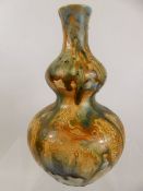 A Ceramic Double Gourd Studio Vase, with a marble glaze, approx 28 cms