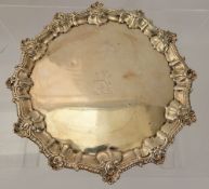 A George II Silver Card Tray, dated 1758, mm Fuller White, the tray with scalloped edge and shell