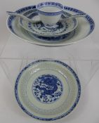 Miscellaneous Chinese Porcelain, depicting dragons and pears, comprising two footed plates, three