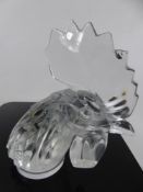 A Lalique 'Tete De Coq' Cockerel Bonnet Ornament, polished crystal glass, etched `Lalique France' to