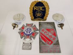 Vintage Automobile Club Badges, including RAC Queens Golden Jubilee 2002, Order of the Road 21