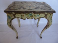 A Hand Painted Occasional Table, scalloped edge with foliate decoration, approx 42 x 58 x 53 cms.