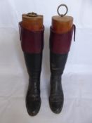 A Pair of Gentleman's Black Leather Riding Boots, with fitted lasts.