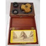 A Vintage Stereoscope, with approx 43 slides, some with titles.