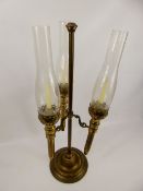 A Victorian Brass Three Branch Table Candelabra, approx 68 cms