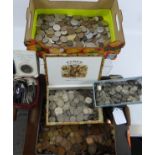 Miscellaneous Coins, including a box of mixed 'All World', Box of 'GB Copper' including farthings,