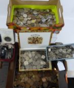 Miscellaneous Coins, including a box of mixed 'All World', Box of 'GB Copper' including farthings,