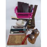 Gentleman's Lot, comprising rosewood and ebony rulers, ostrich skin glasses case, three pairs of