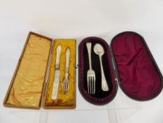 A Victorian Silver Christening Spoon and Fork, Sheffield hallmark, dated 1887, mm John Edward