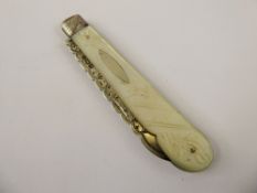 A Mother of Pearl and Silver Fruit Knife, Sheffield hallmark, dated 1905, mm C W Fletcher & Son, the