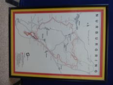 Motor Racing Interest, A Print of the Nuremberg Track Map, approx 56 x 80 cms, framed and glazed.