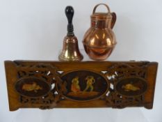 A Victorian Rosewood Book Slide, marquetry inlay depicting peasants dancing, approx 11 x 33 cms