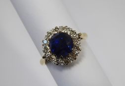 A Lady's 2.94 ct Natural Non-Heated Treated Ceylon Royal Blue Sapphire and Diamond Ring, the deep
