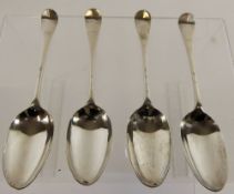 Four Silver George III Table Spoons, London hallmark, dated 1758, mm Richard Beale, approx 200 gms.