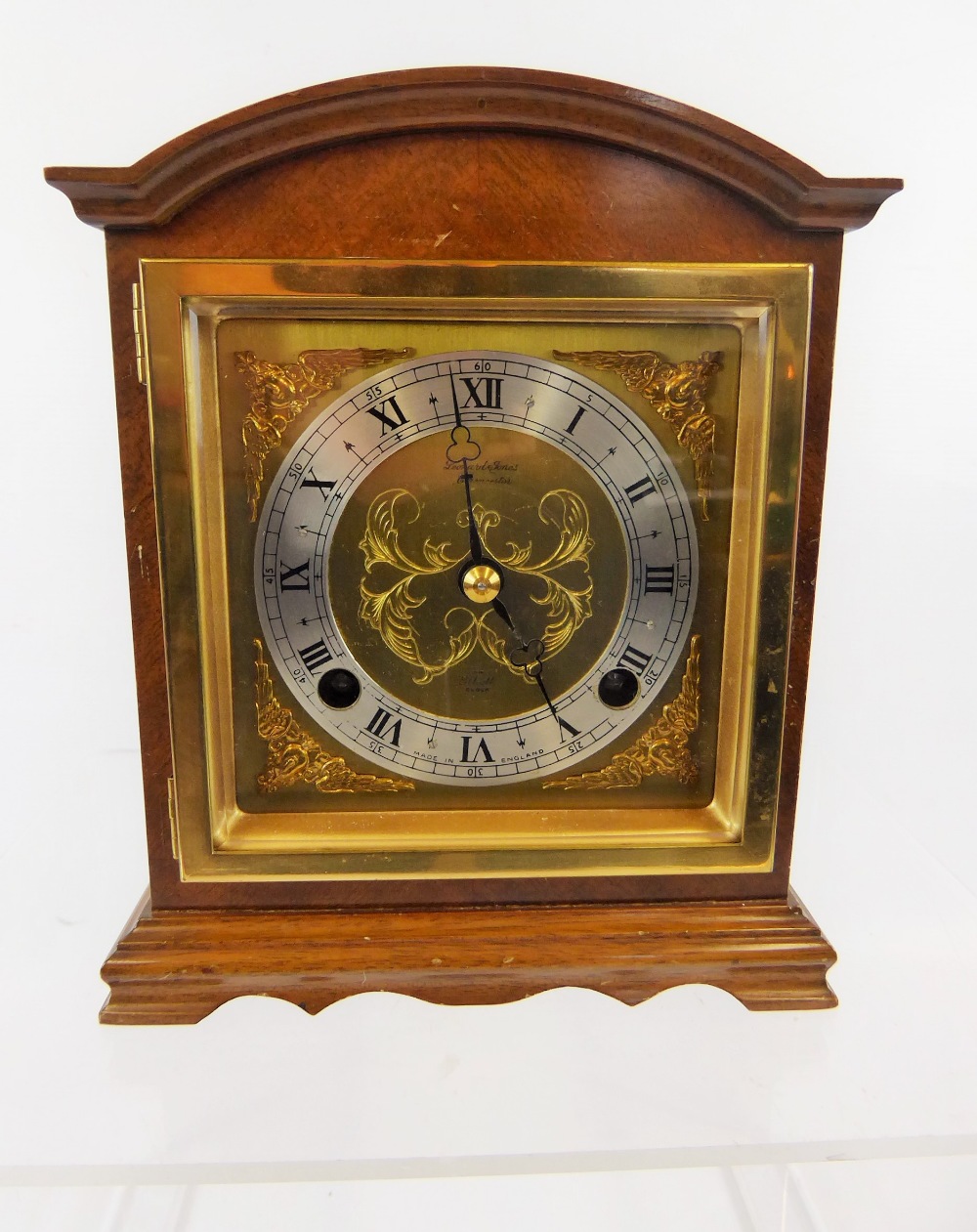 A Brass French Carriage Clock, 'L'Epie Fonde en 1839', white enamel face with Roman dial, approx