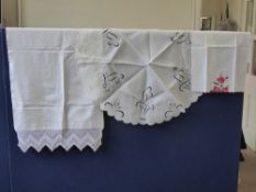 A Quantity of Antique Linen, Cotton and Lace Table Cloths, napkins and tea mats.