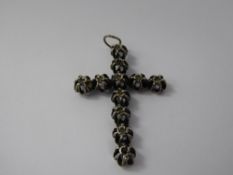 An Antique Silver and Rose Cut Diamond Cross, approx 4 x 3 cms, approx 5.8 gms.