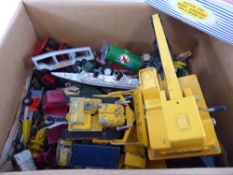 A Large Box of Children's Metal Toys, including Corgi, Dinky, Matchbox, Lesney and Husky. Mainly