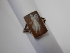 An Antique Rose Gold Cameo Ring, depicting a classical figure, approx 15 x 10 mm, size N, approx 3.6