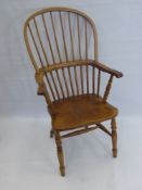 An Antique Spindle Back Windsor Chair, the chair made of Elm/Beech and Ash.