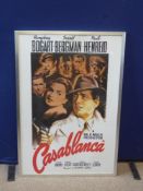 A Film Poster relating to 'Casablanca' in colour, approx 100 x 69 cms, glazed and framed.