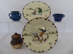 Miscellaneous Ceramics, including Doulton Lambeth Pot and Cover, Barrum pottery tea-light holder,