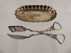 A Scalloped Edge Silver Trinket Tray, London hallmark, 1890 mm J.N.T., together with Swedish