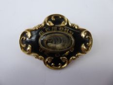 A 14 ct Black Enamel Mourning Brooch Pendant, the brooch engraved Daniel Bayliss died July 28th