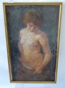 An Original Vintage Pastel in gilt frame depicting a feminine nude, approx 57 x 35 cms.