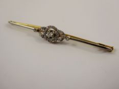 An Antique Yellow Gold Diamond Stick Brooch, approx 6 gms