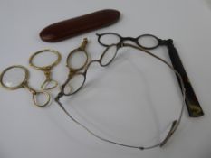 Two Vintage Pince Nez Glasses, together with two pairs of vintage spectacles.(4)