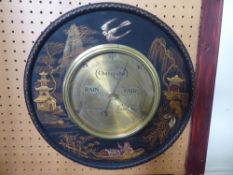 Acme M7 Round Faced Barometer, in the Chinoisserie-style,approx 32 cms dia.