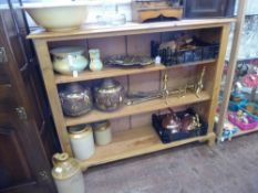 A Pine Book Case, with two book shelves, approx 128 x 34 x 104 cms.