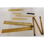 Miscellaneous Items, including two antique ivory rulers, an ivory cased pen knife and some