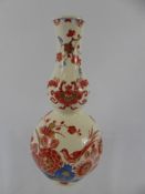 A Delft Double Gourd Vase, in the Chinoisserie style with hand painted marks to base, approx 22