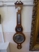 A Mahogany Cased Banjo Barometer, approx 97 cms in length, the barometer with box string